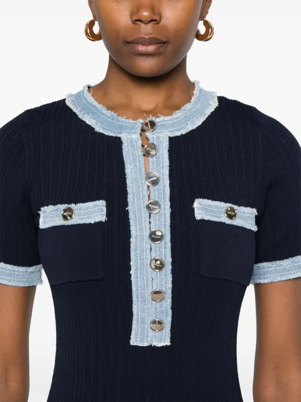 SANDRO Knitted Midi Dress | Blue | FARFETCH TW