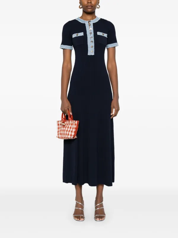 【在庫あり】 SANDRO Knitted Midi Dress | Blue | FARFETCH TW ニット+セーター