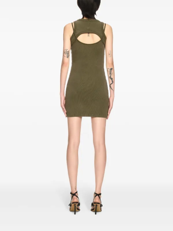 white christmas dresses Kelly Green Ribbed Spaghetti Straps Knotted Cut Out Mini Dress Large main image 0