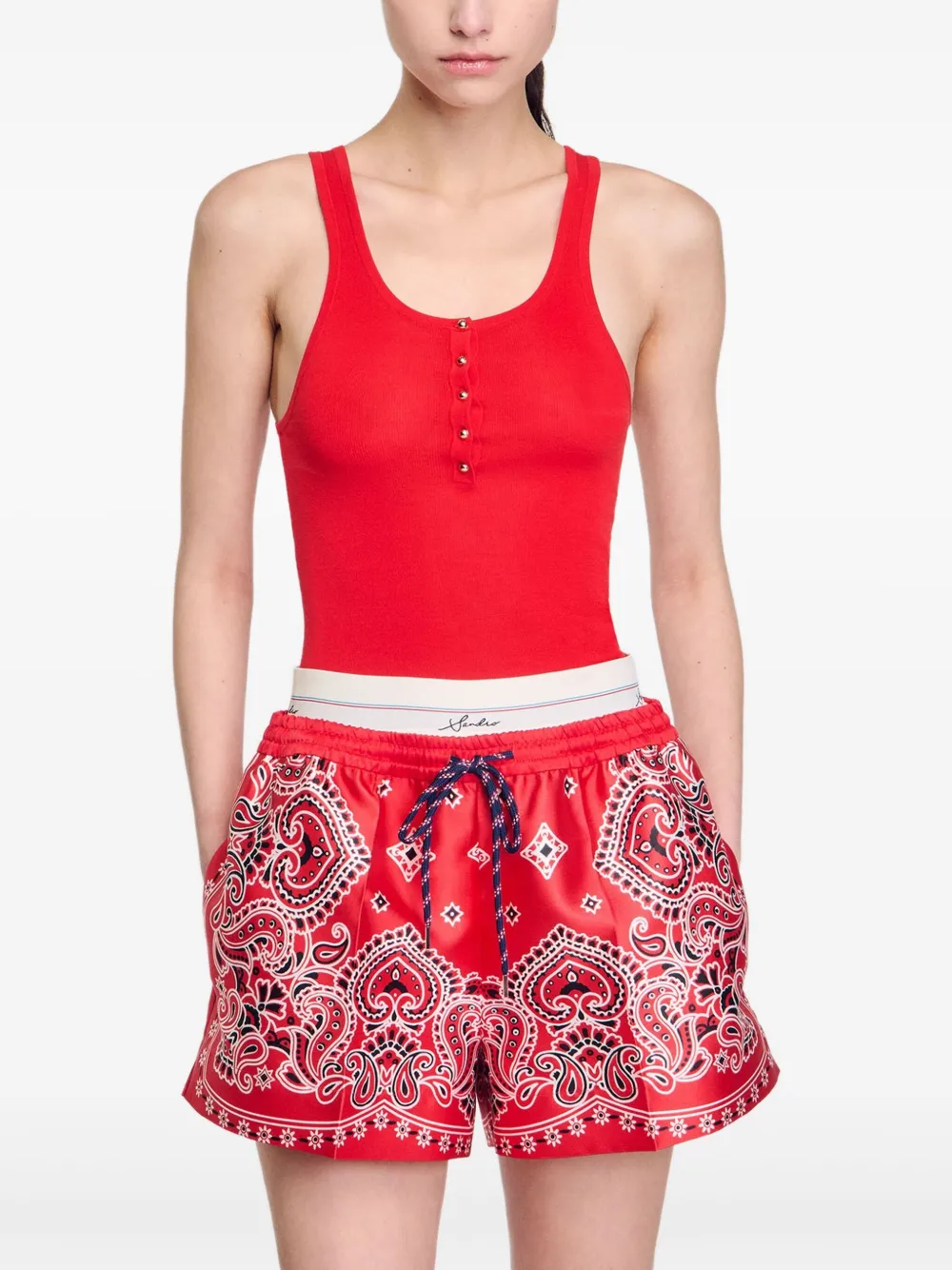 SANDRO Top van biologische katoenblend Rood
