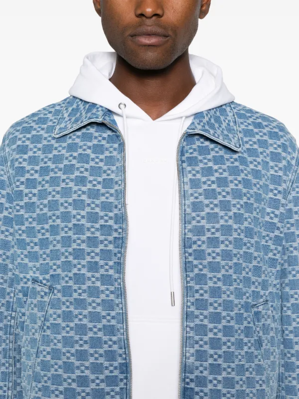 SANDRO patterned-jacquard Denim Jacket | Blue | FARFETCH