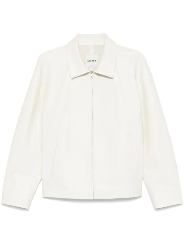 SANDRO レザージャケット | ホワイト | FARFETCH JP