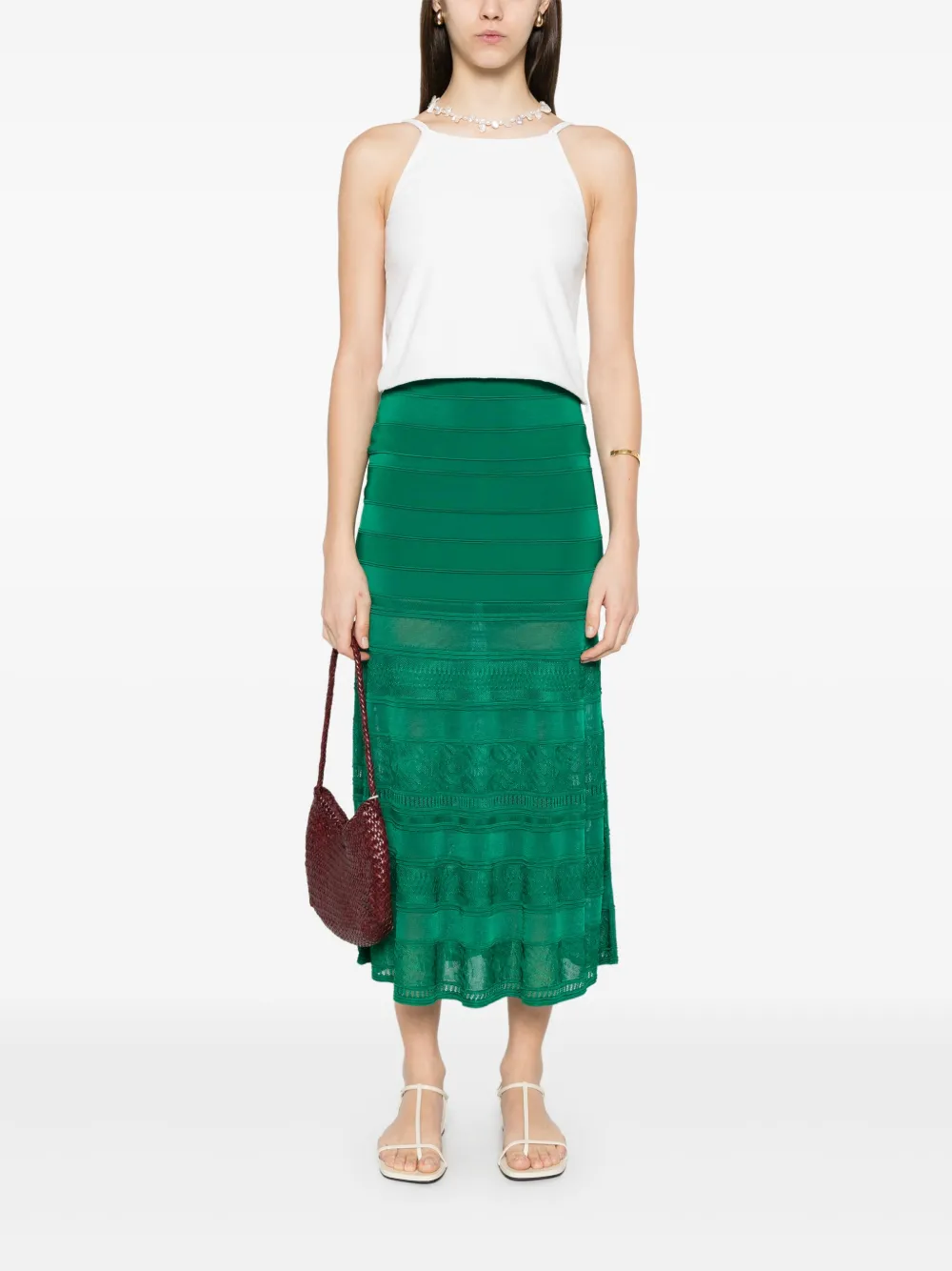 SANDRO Gebreide maxi-rok - Groen