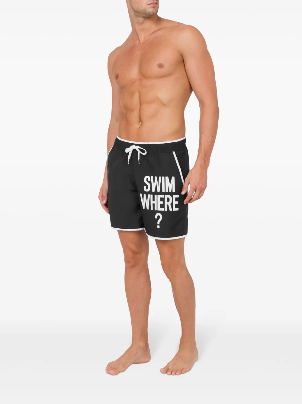 Moschino Zwembroek met logoprint Zwart