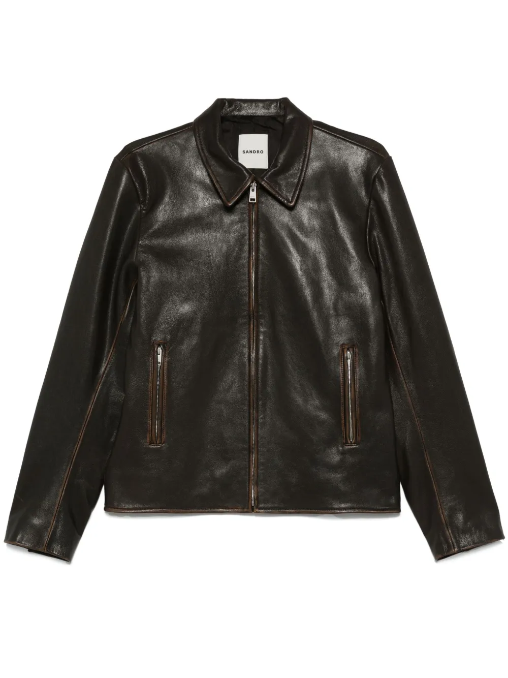 SANDRO leather jacket | Brown | Image 1