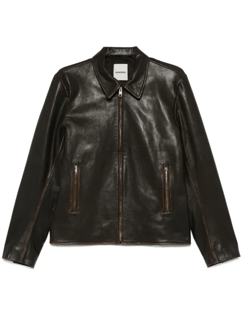 SANDRO veste en cuir - Marron - SANDRO - Modalova