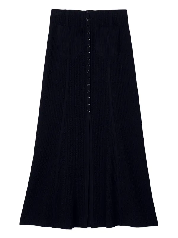フランス発 Sandro 上品ラインがきれい! ニット マキシ スカート SANDRO ニット マキシスカート | ブラック | FARFETCH JP