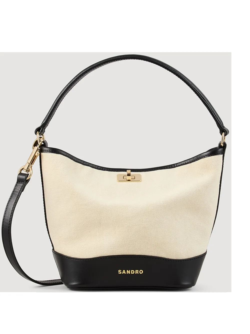 Sandro Tangoso Canvas Bucket Bag In Neutrals
