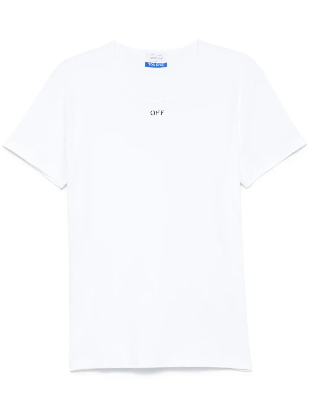 Off-White Geripptes T-Shirt mit Off-Stamp-Print | Image 1