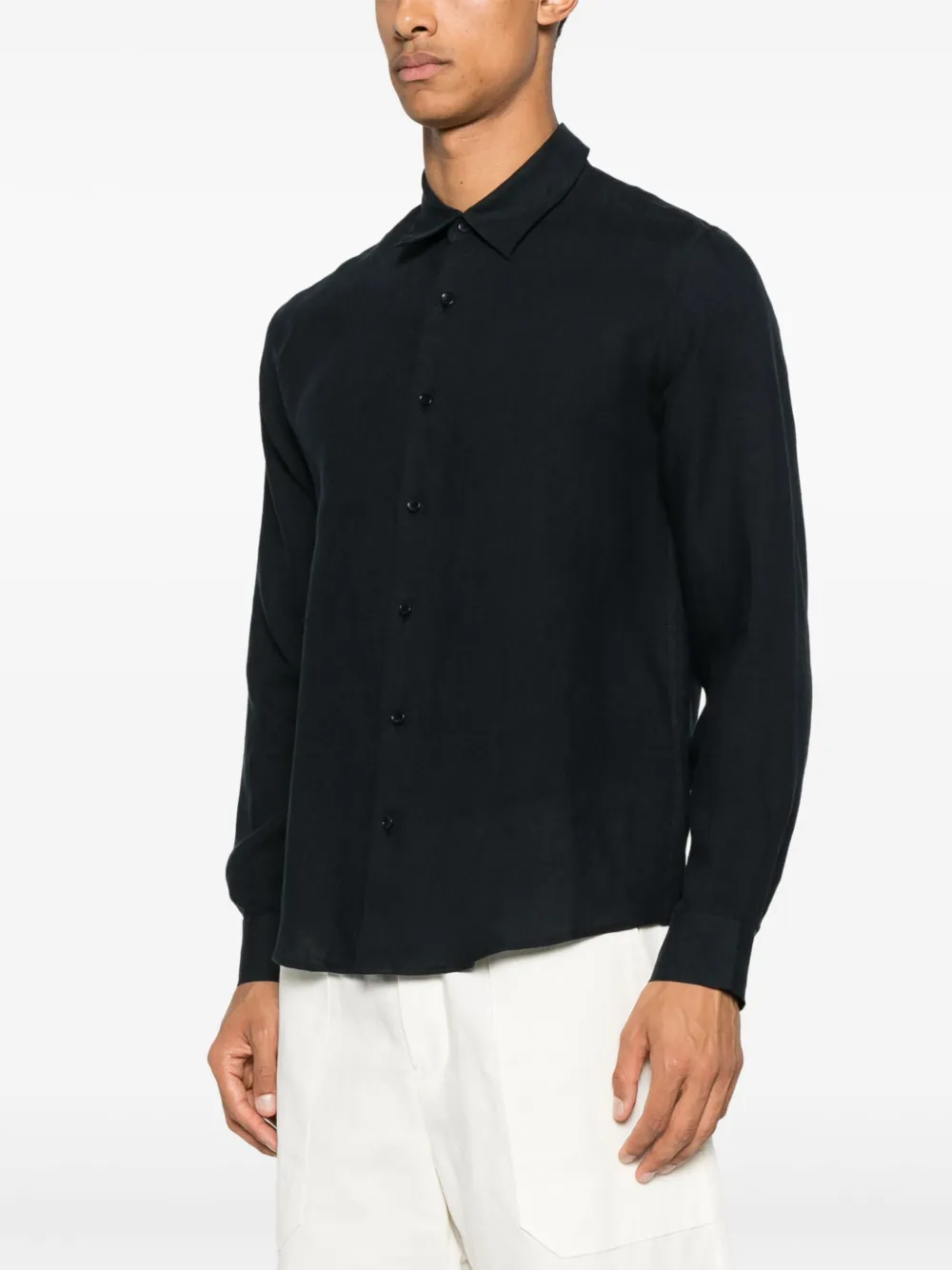 SANDRO Overhemd van linnenblend Blauw
