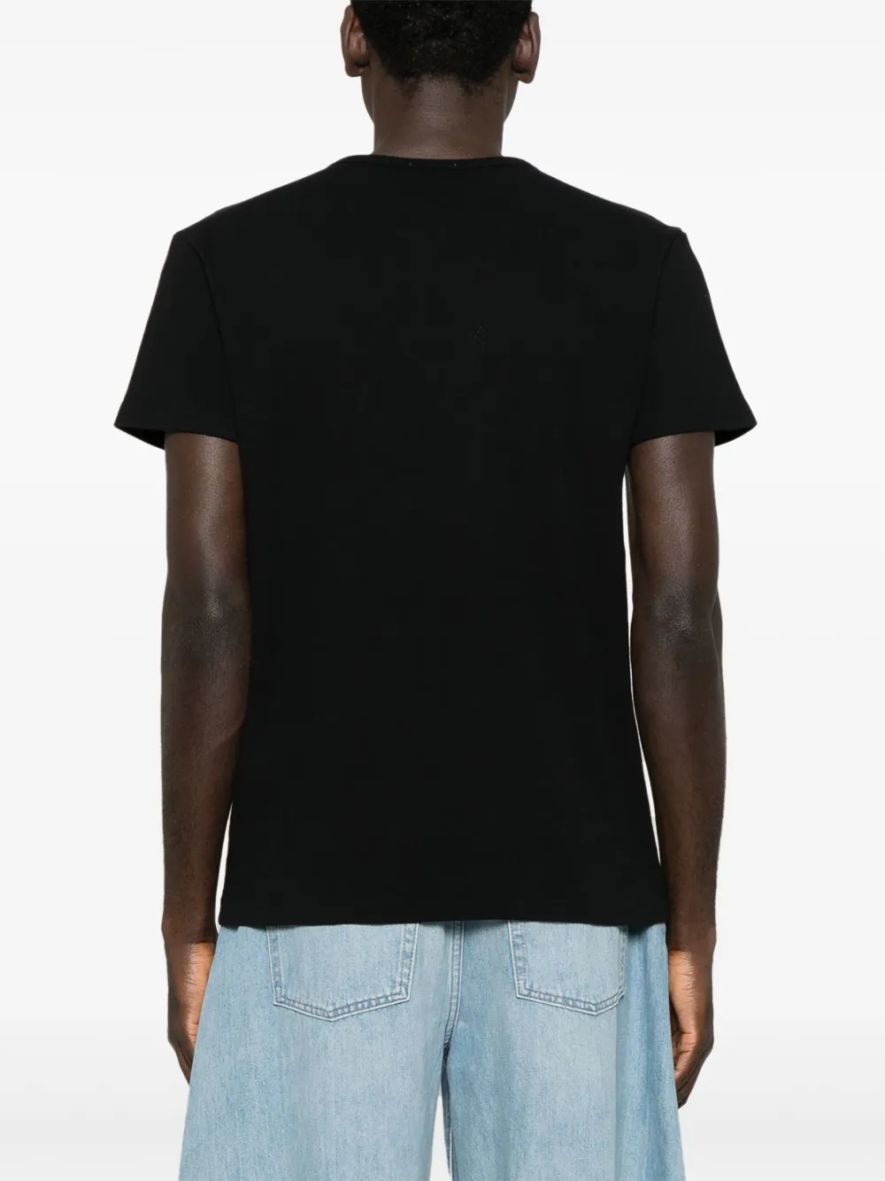 Off-white Black Cotton T-shirt With White Logo Printed On The Front In Black