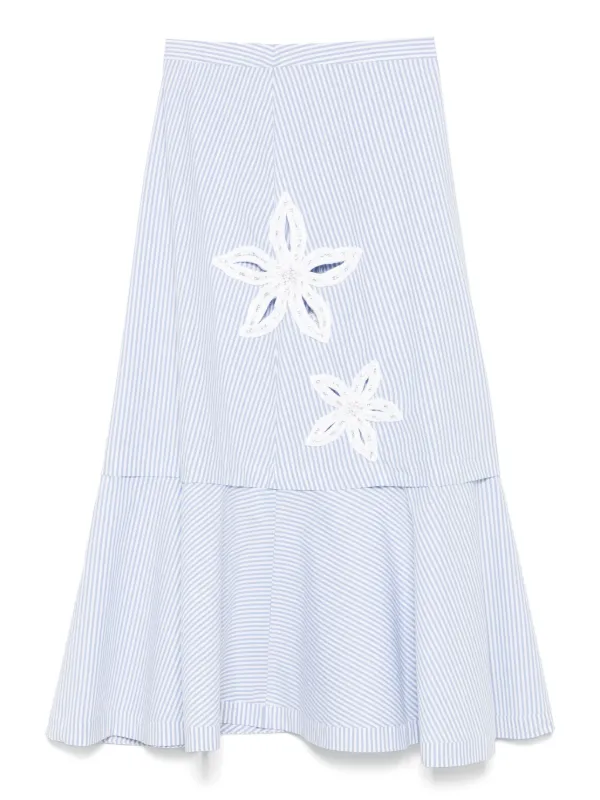 【海外限定】Sandroコットンスカート☆Stripe-Print Flared Cott SANDRO Striped Skirt | Blue | FARFETCH