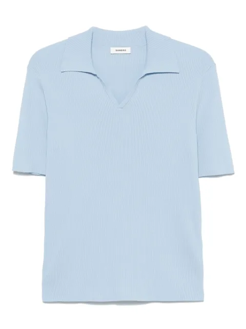 SANDRO rib-knit polo shirt