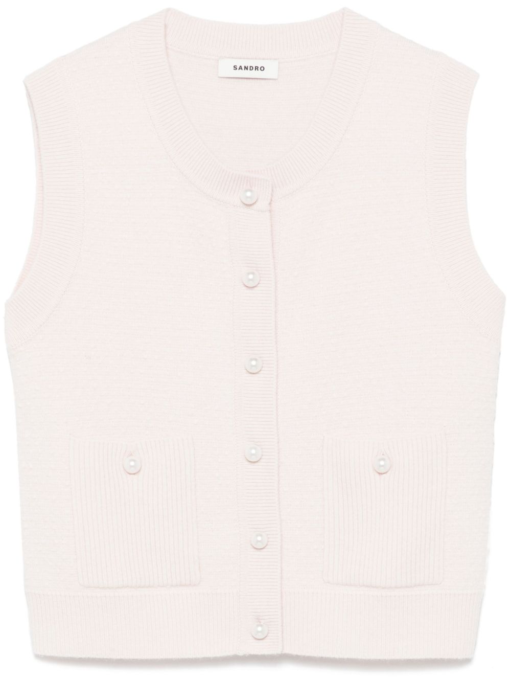 SANDRO Bouclé gebreid gilet Roze