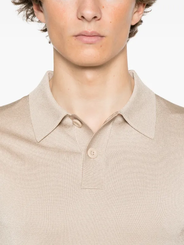 SANDRO short-sleeve Knitted Polo Shirt | Neutrals | FARFETCH RO