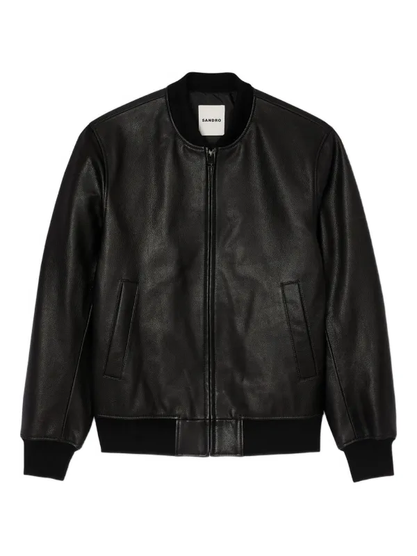 SANDRO レザージャケット | ブラック | FARFETCH JP