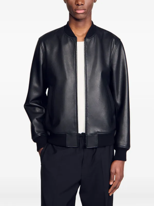 SANDRO レザージャケット | ブラック | FARFETCH JP