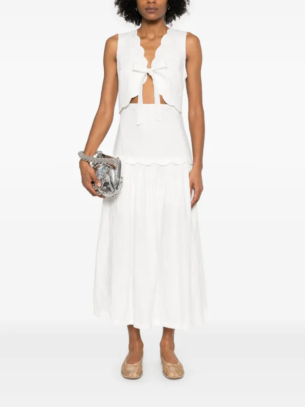 SANDRO scallop-edge Maxi Dress | White | FARFETCH