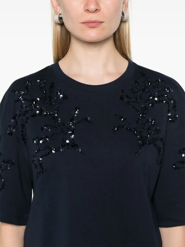 SANDRO rhinestone-embellished T-shirt | Blue | FARFETCH