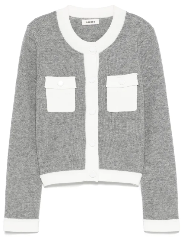 SANDRO バイカラー カーディガン | グレー | FARFETCH JP