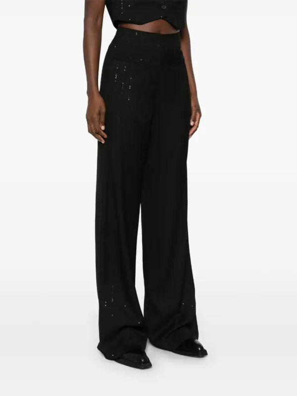 SANDRO Pantaloni a Palazzo Con Paillettes Nero FARFETCH IT
