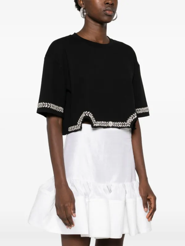 SANDRO 売れ筋商品|||サンドロ Tシャツ トップス レディース Tops Black SANDRO crystal-embellished T-shirt | Black | FARFETCH