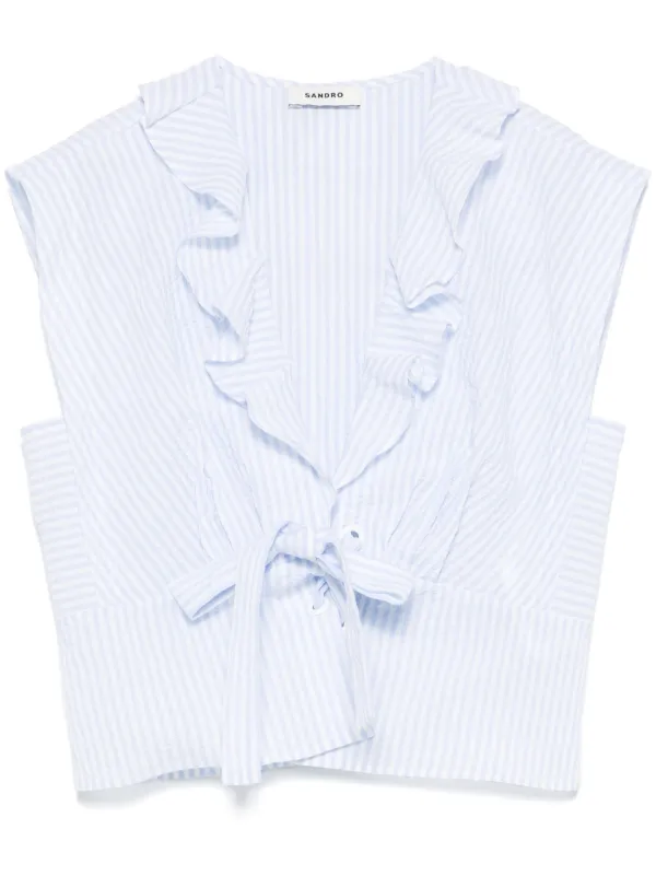 SANDRO ストライプ クロップドトップ | ブルー | FARFETCH JP
