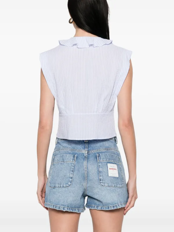 SANDRO Striped Crop Top | Blue | FARFETCH