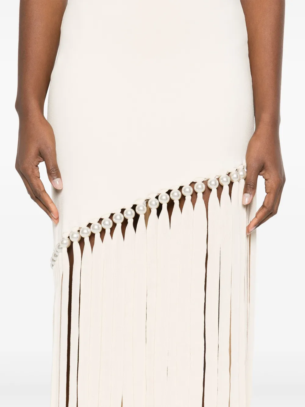 SANDRO Mini-jurk met franje Beige