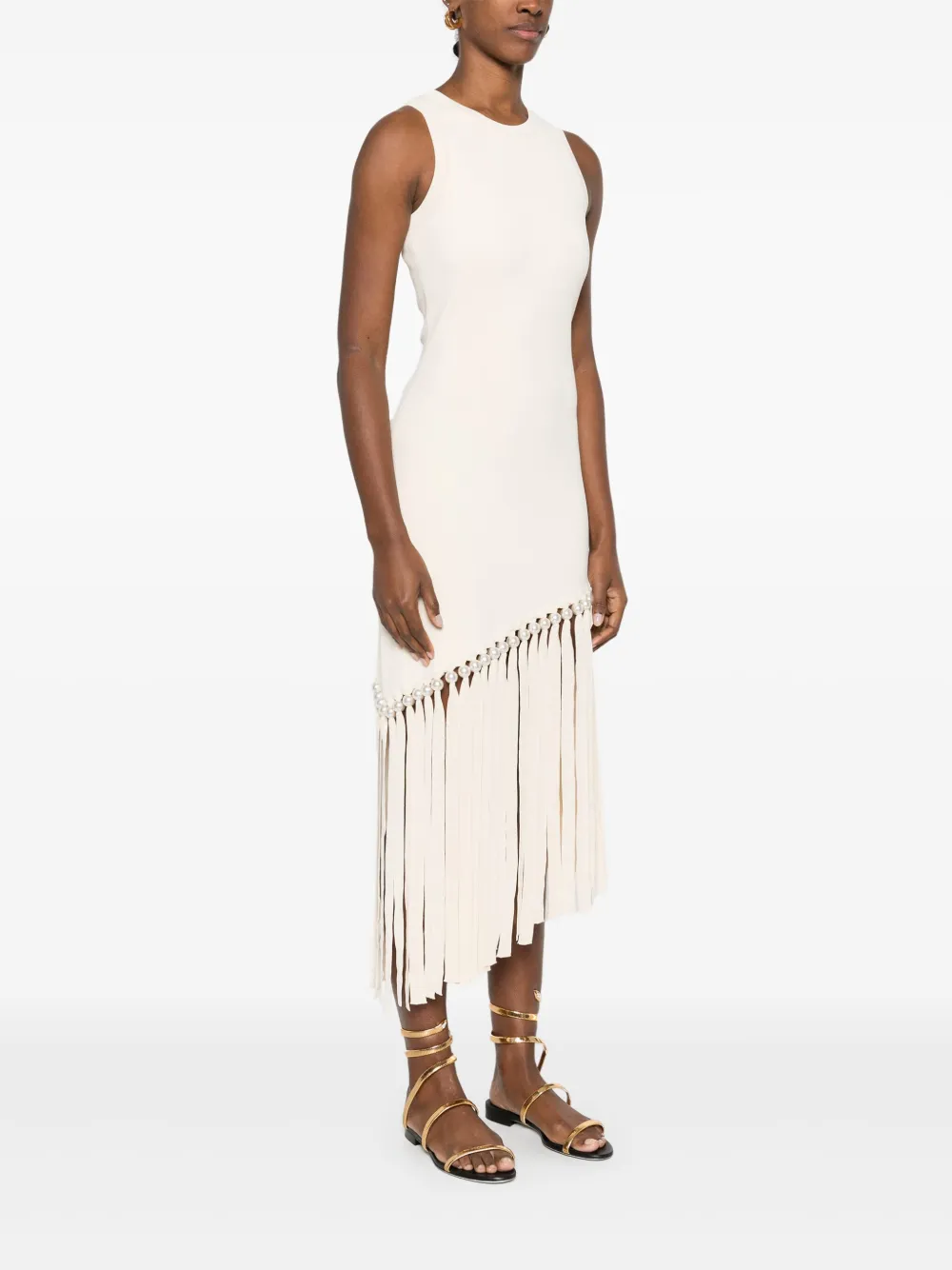 SANDRO Mini-jurk met franje Beige