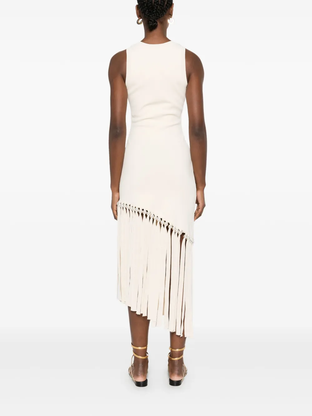 SANDRO Mini-jurk met franje Beige