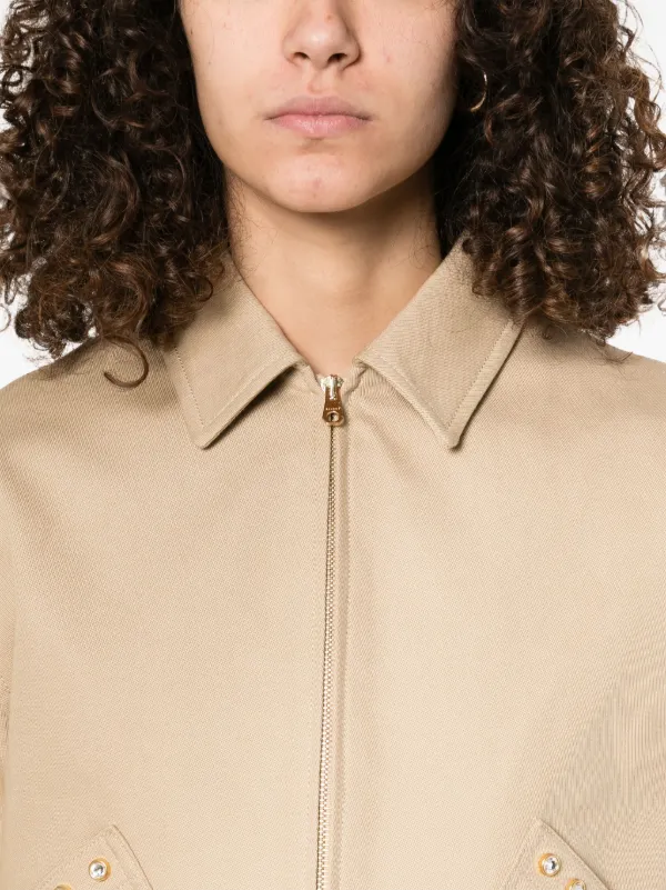 SANDRO Cropped Shirt Jacket | Brown | FARFETCH