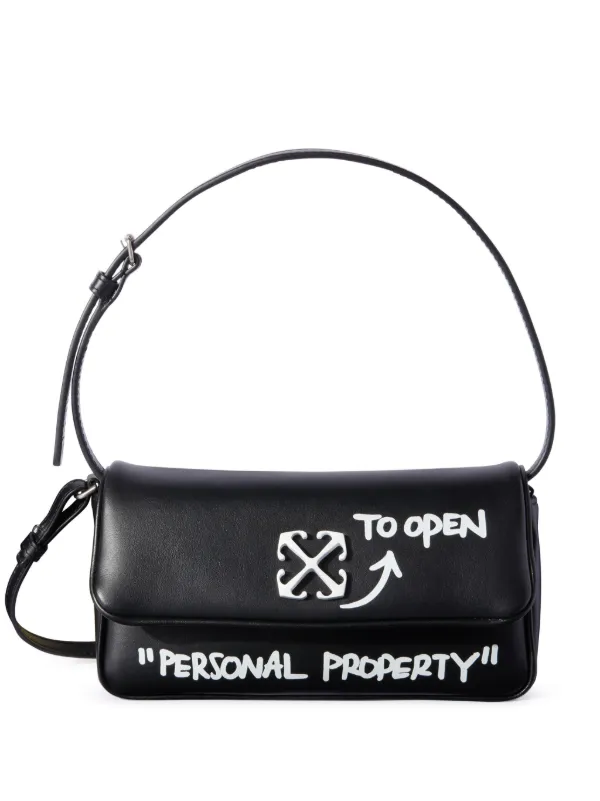 Off-White Jitney Quote Shoulder Bag in Black