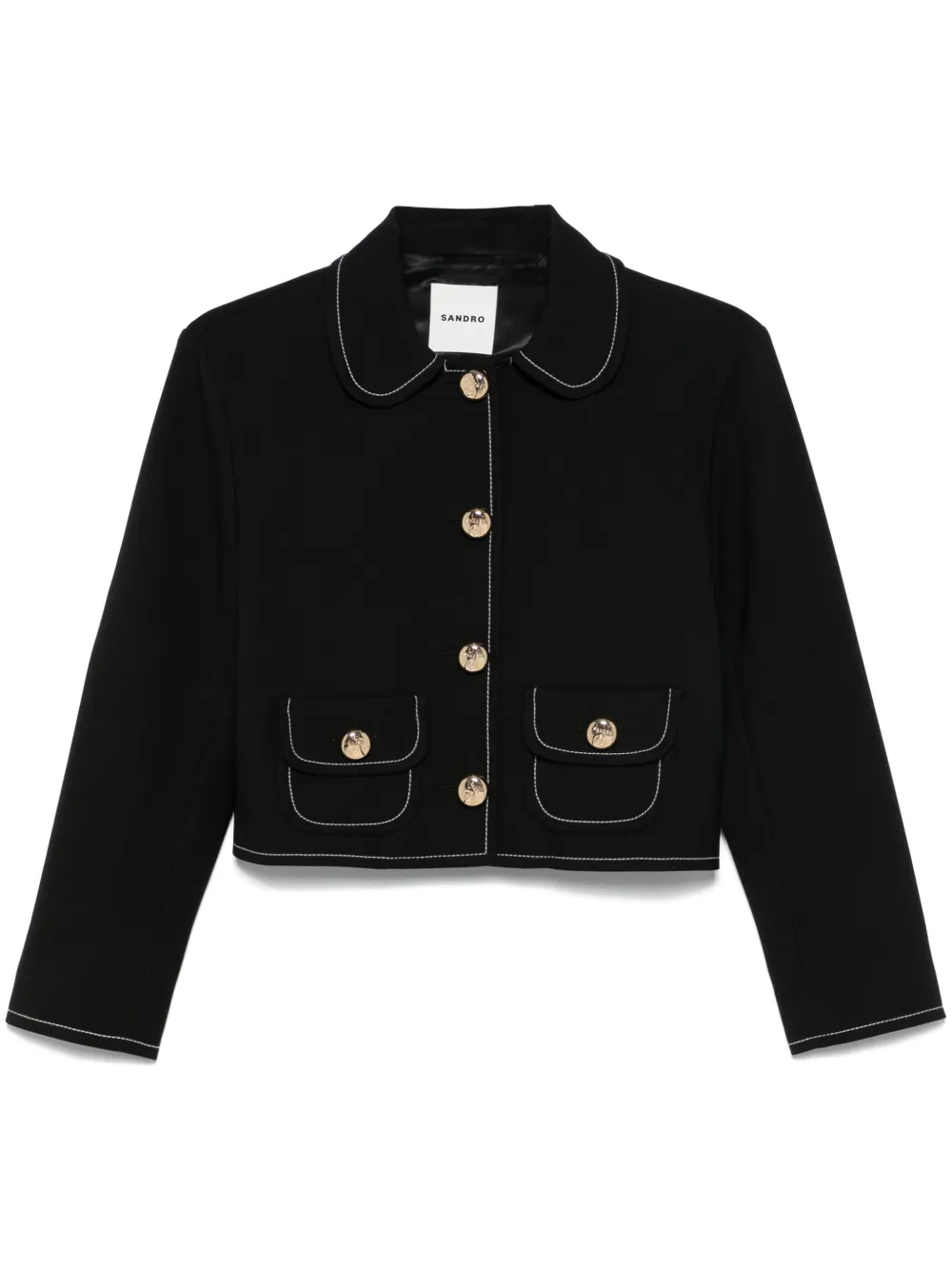 SANDRO contrast-stitching jacket - Black