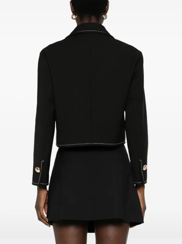 【海外限定】Sandroジャケット☆Cropped contrast-stitching str SANDRO contrast-stitching Jacket | Black | FARFETCH