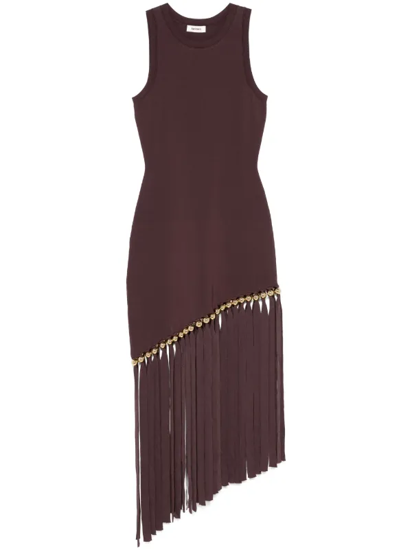 関税・送料込み!【国内発送】SANDRO Fringed Maxi ワンピース SANDRO Fringed Maxi Dress | Brown | FARFETCH ID