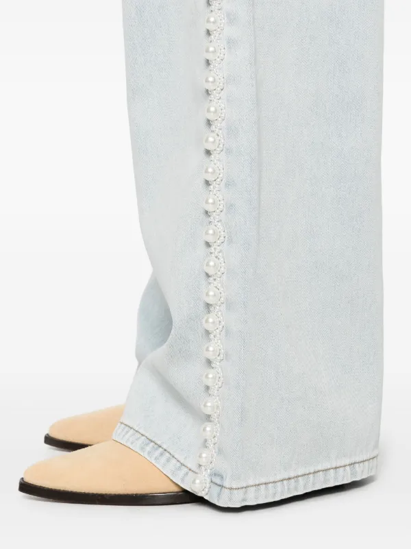 SANDRO pearl-detail Jeans | Blue | FARFETCH