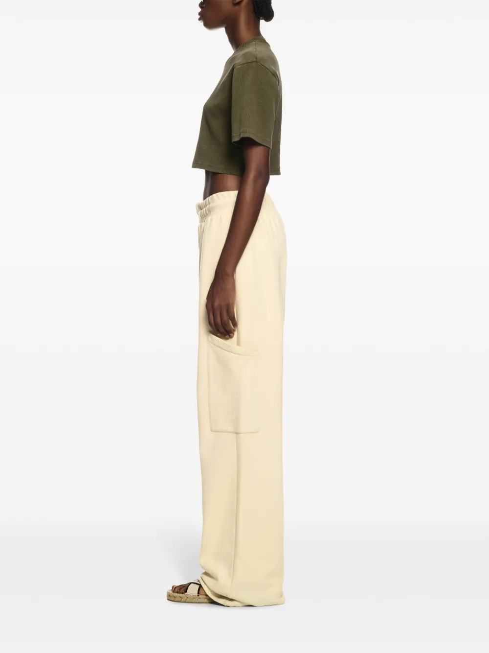 Off-White Geribbeld T-shirt met geborduurd logo Groen