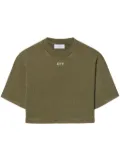 Off-White logo-embroidered ribbed T-shirt - Green