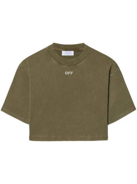 Off-White تيشيرت بحياكة مضلعة وتطريز شعار الماركة