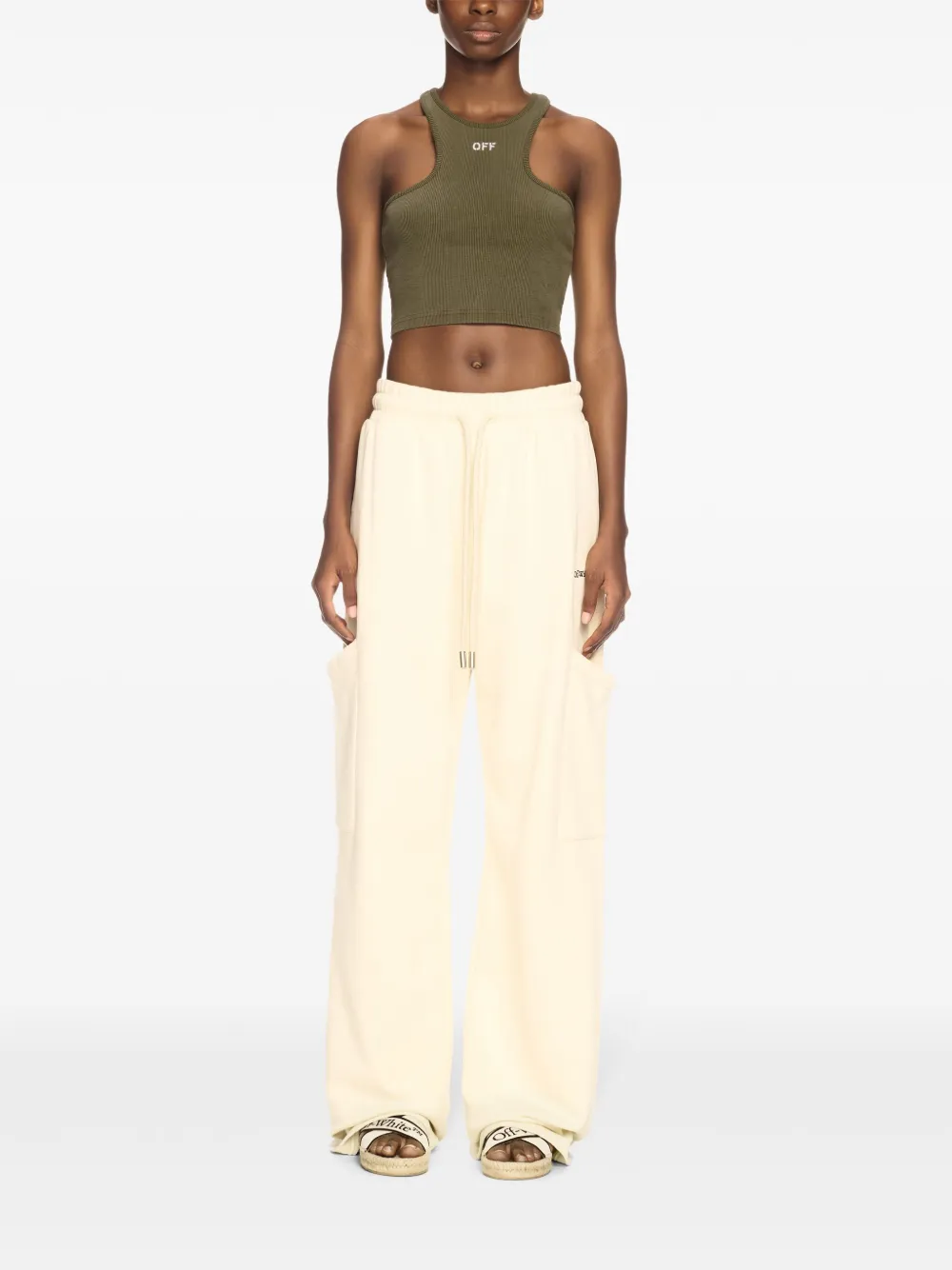 Off-White Tanktop met geborduurd logo Groen