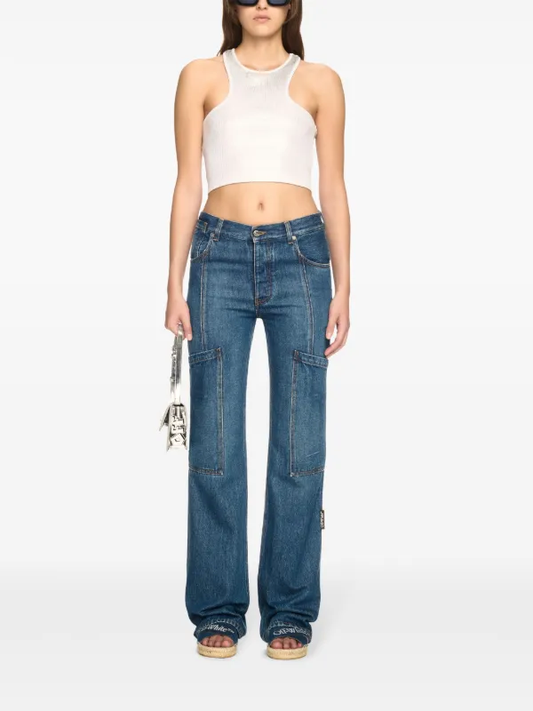 デニム・ジーパン Off-White Light Blue Cargo Jeans Off-White straight-leg Cargo Jeans | Blue | FARFETCH