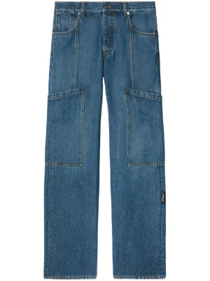デニム・ジーパン Off-White Straight-Leg Blue Trousers OFF-WHITE Skate All-Over Graphic Denim Straight Leg Jeans