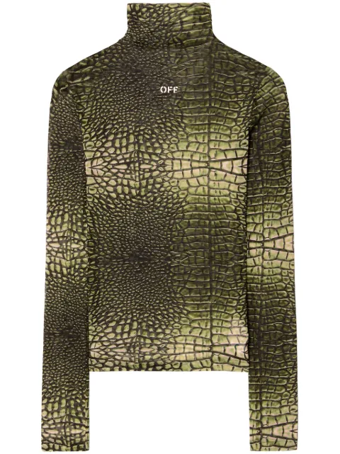 Off-White logo-print crocodile-effect T-shirt