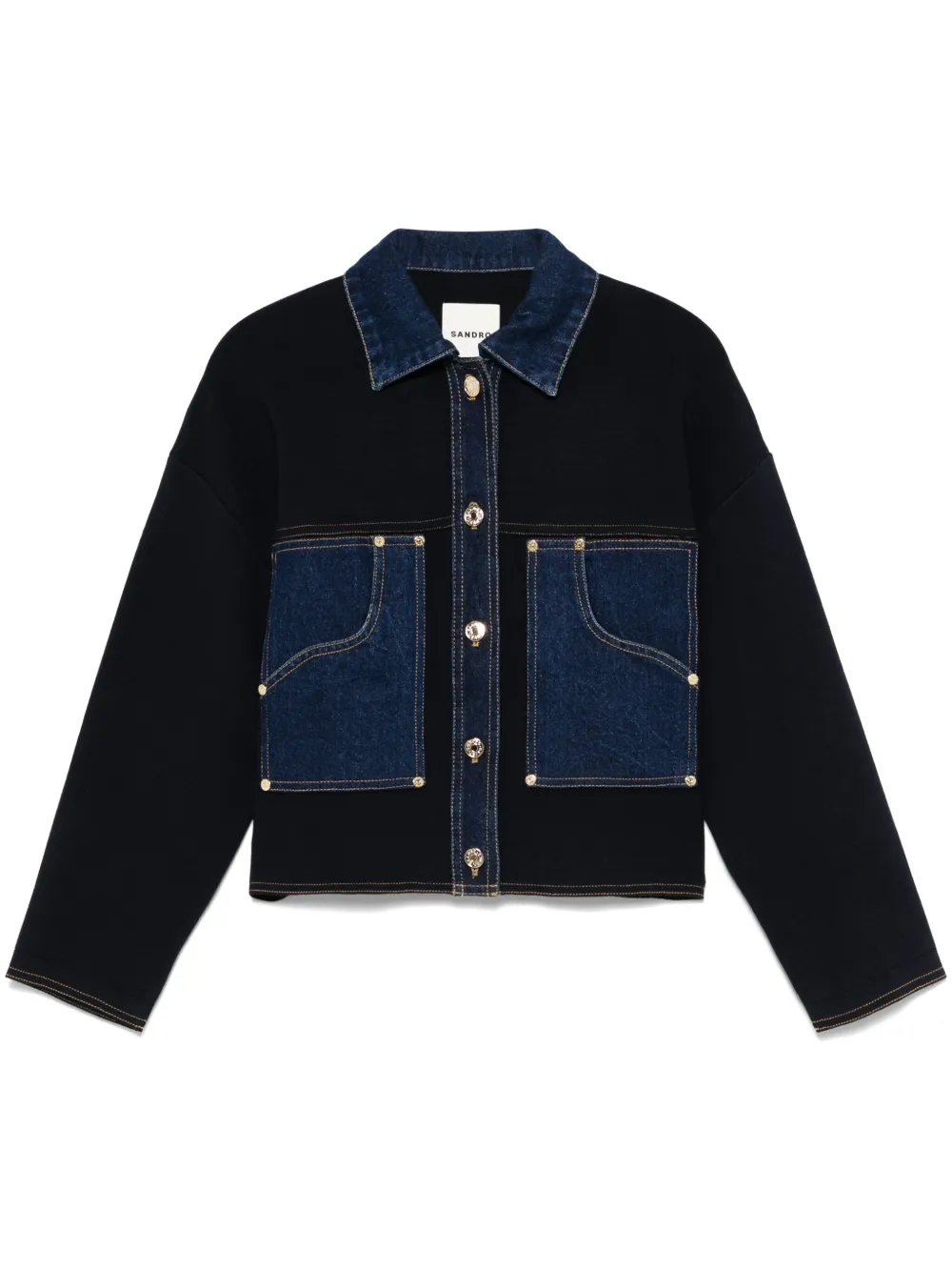 SANDRO layered denim cardigan | Blue | Image 1