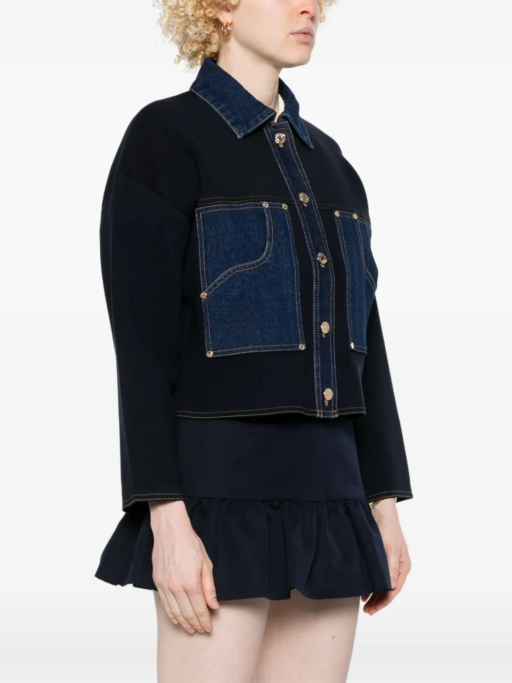SANDRO layered denim cardigan