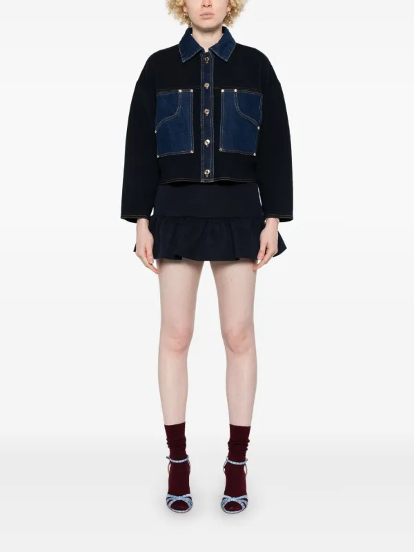 SANDRO レイヤード デニムカーディガン | ブルー | FARFETCH JP