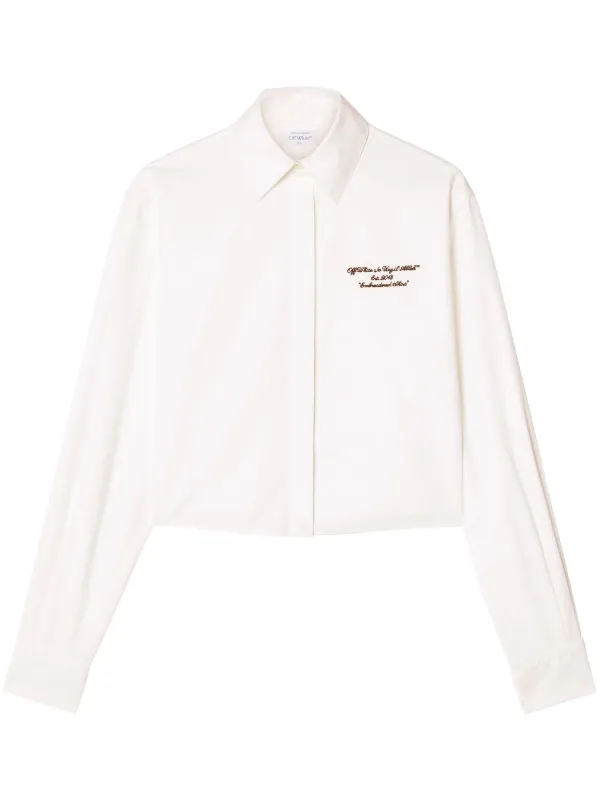 Off-White Embroidered Poplin Shirt in White