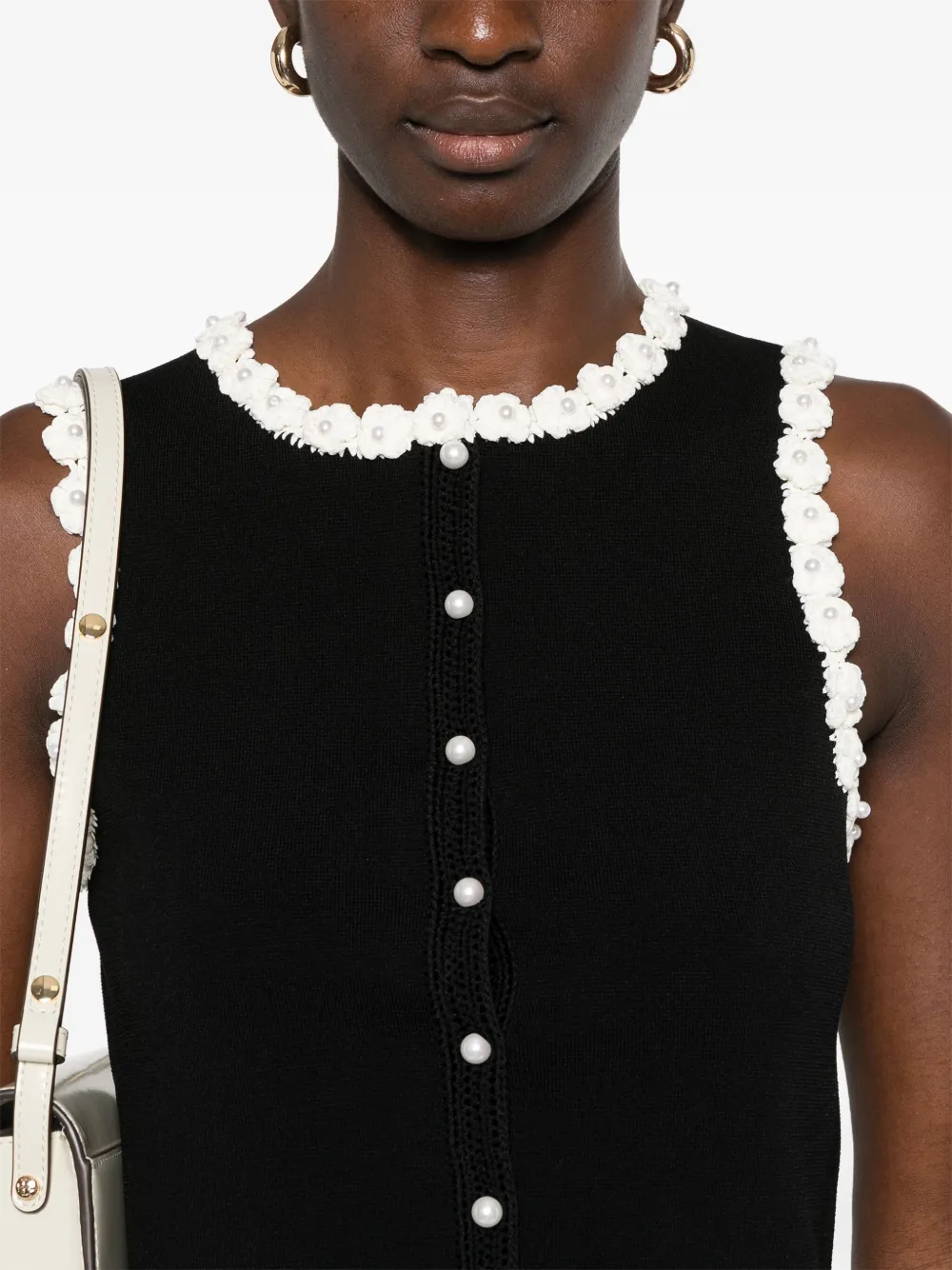 SANDRO Tanktop met bloemenpatch Zwart