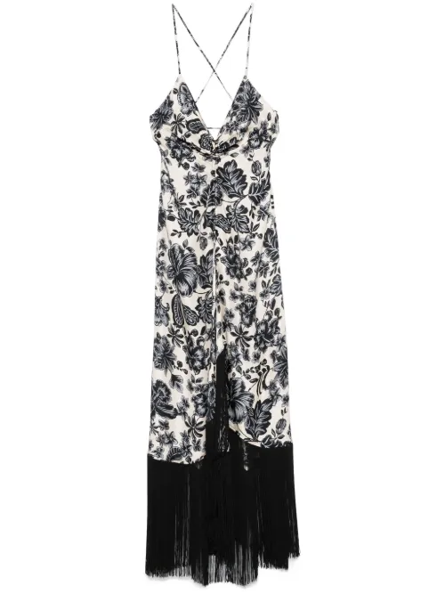 Robe mi-longue à fleurs - SANDRO - Modalova
